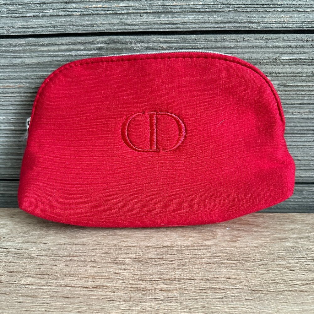 DIOR Beauty Red Cosmetic/Toiletry Makeup Bag CD LOGO TROUSSE POUCH